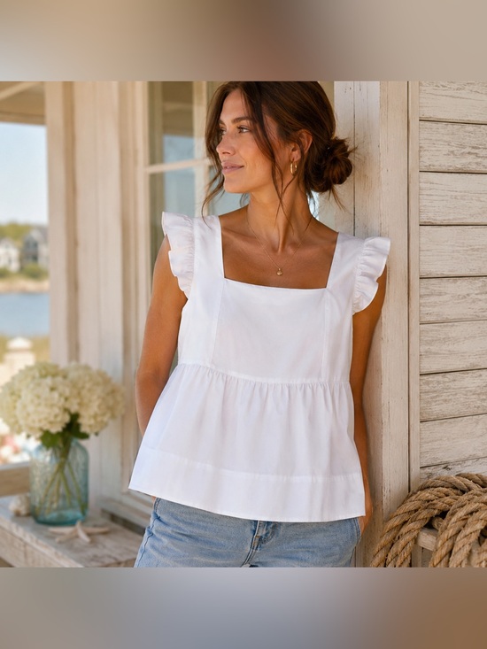 Lilly Pulitzer Tops - Lilly Pulitzer Tiana Babydoll Cotton Top Size 12 NWT Resort White